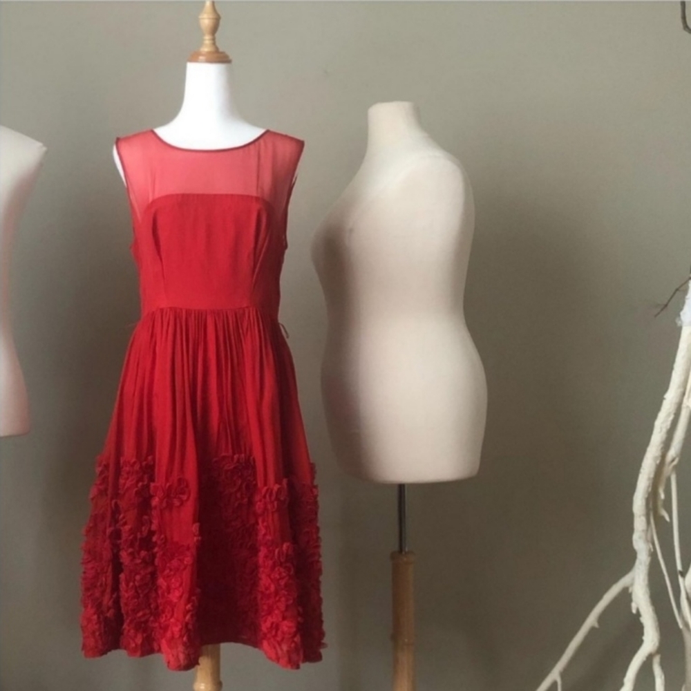 Red 100% Silk Dress